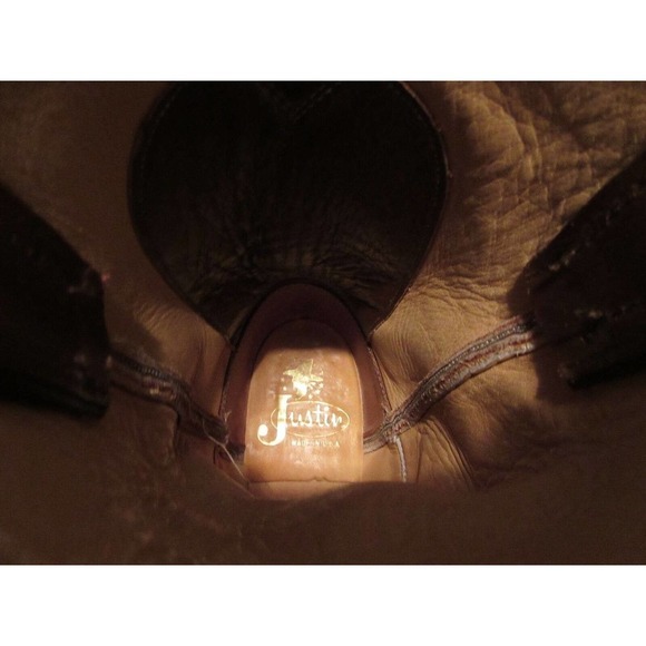 Justin Made USA Women's 5 1/2 B Brown Leather Western Cowgirl Boots Rodeo Shoes - Picture 12 of 12